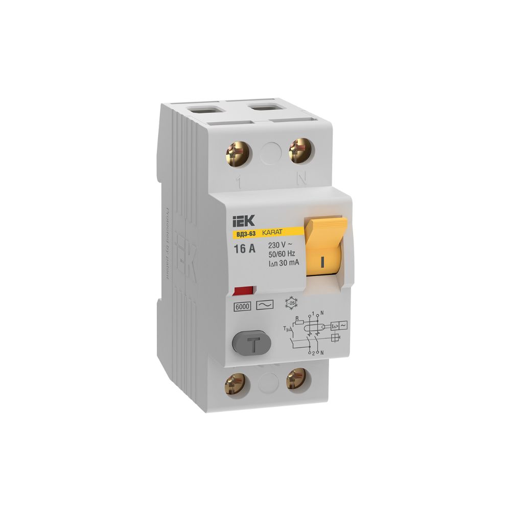 RCCB IEK KARAT MDV20-2-016-030 2P 16A 30mA 6kA type AC
