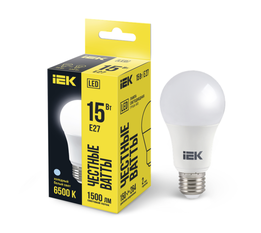Đèn Led Bulb Bóng Quả Lê 15W A60 Đui E27 – Trắng 6500k IEK